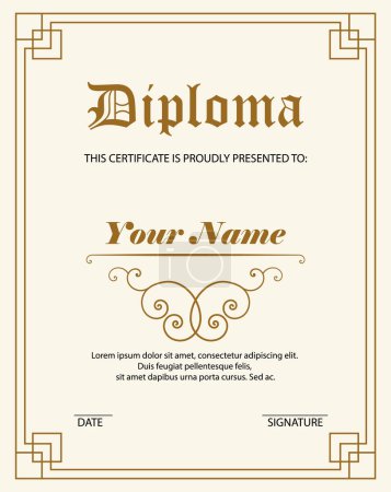 Illustration for Diploma, certificate design template - Royalty Free Image