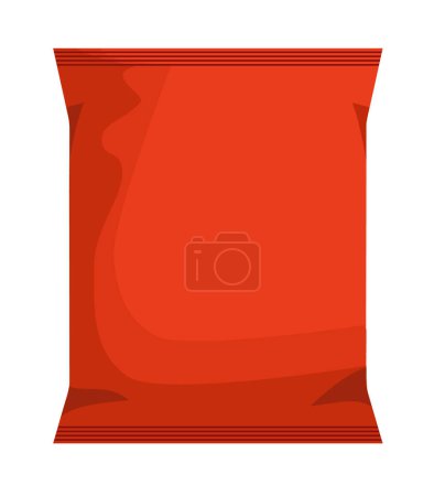 Ilustración de Bolso de empaquetado rojo del sobre de la merienda de la comida de la hoja en blanco para el café, la sal, el azúcar, la pimienta, las especias, el sobre, los dulces, las virutas, las galletas o los dulces. Plantilla de bolsas de plástico lista para su diseño - Imagen libre de derechos