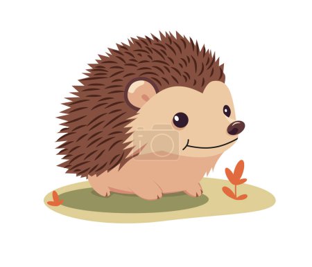 Cute baby hedgehog cartoon on white background