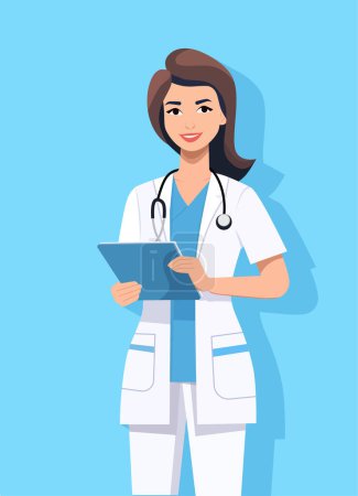 Ilustración de Personaje médico femenino, Médico, Hospital, Chequeo, Paciente, Saludable, Tratamiento, Personal - Imagen libre de derechos