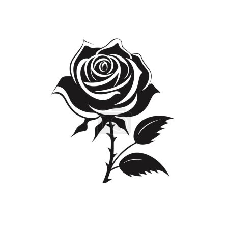 Téléchargez les illustrations : Rose un logo vectoriel de couleur, emblème ou icône pour la marque de l'entreprise. Silhouette fleurie décorative. Style d'art de tatouage. - en licence libre de droit