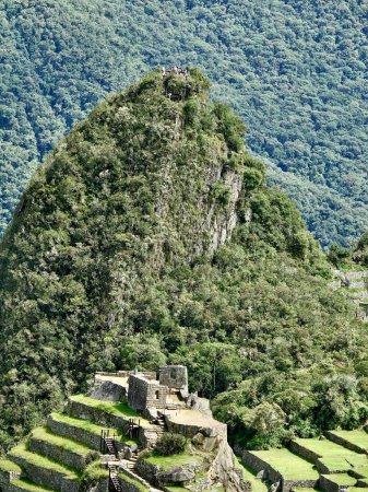 Téléchargez les photos : Machu Picchu , monte o pico viejo', es el nombre contemporaneo que se da a antiguo poblado incaico construido antes del siglo xv, en la cordillera Oriental del sur del Peru en la cadena montaosa de los Andes , una de las 7 maravillas del mundo. - en image libre de droit