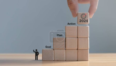 2024 Goal Plan Action, Business Action Plan Strategy, skizzieren Sie alle notwendigen Schritte, um Ihr Ziel zu erreichen 