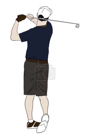 Ilustración de Jugador de golf en una camisa negra, club de golf, ilustración del vector - Imagen libre de derechos