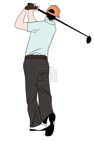 Ilustración de Jugador de golf en acción vector dibujos animados diseño gráfico - Imagen libre de derechos