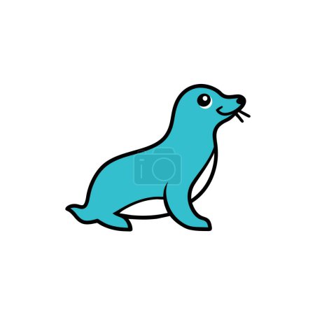 Australischer Seelöwe schlägt Symbolvektorillustration um. KI generierte Image. Clipart-Karikatur deisgn icon