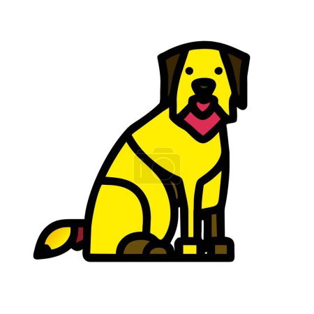 Aussiedor dog yellow icon vector illustration