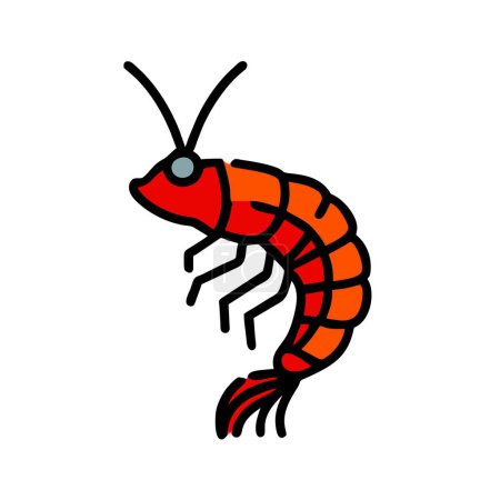 Alpheid Shrimp prawn red icon vector illustration