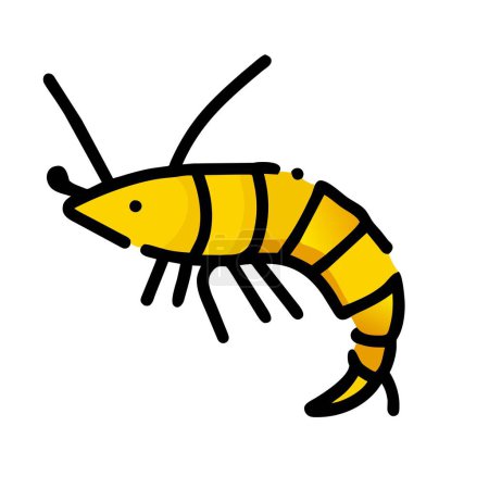 Alpheid Shrimp prawn yellow icon vector illustration