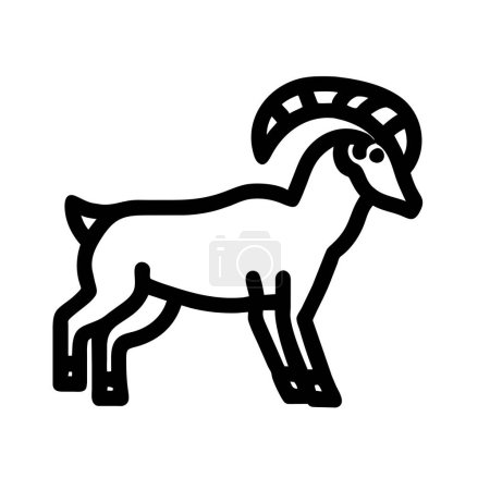 Alpine Ibex goat black icon vector illustration