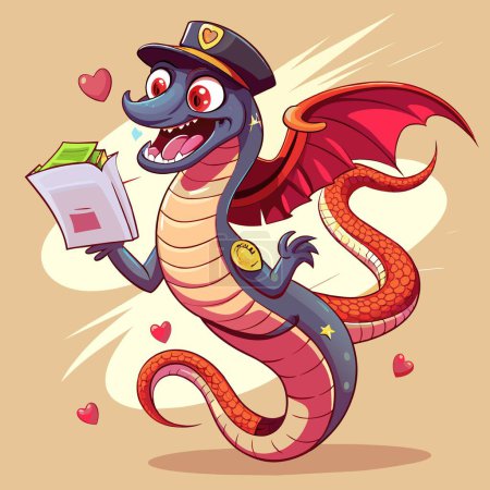 Aesculapian Snake in love flies police Notepad vector