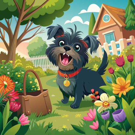 Affenpinscher dog joyless screams garden bag vector