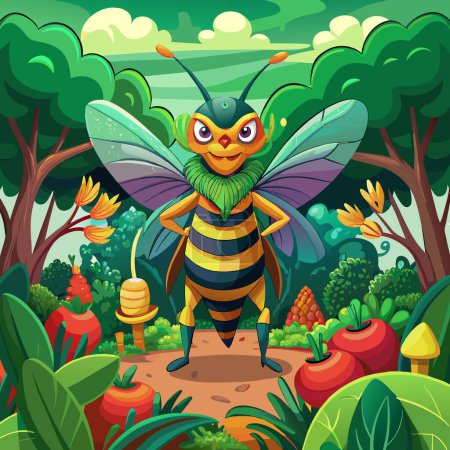 Africanisé abeille effrayant stands jungle légumes vecteur