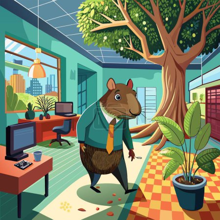 Agouti rodent unworthy walks office Tree vector