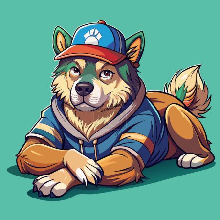 Ainu Dog amiable rests gym hat vector