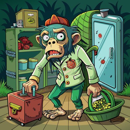 Allens Swamp Monkey distressed goes hospital Refrigerator vector