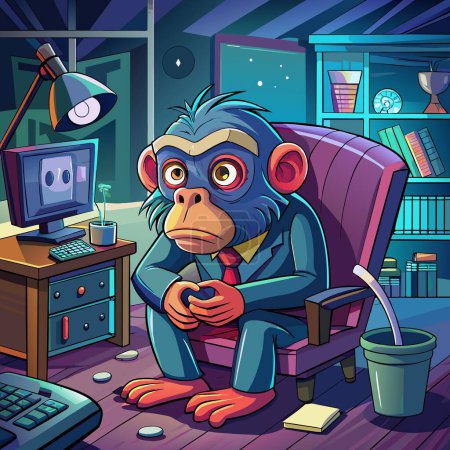 Allens Swamp Monkey exhausted looks office TV vector