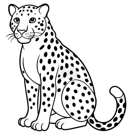 Amur Leopard sits icon vector illustration