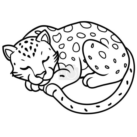 Amur Leopard sleeps icon vector illustration