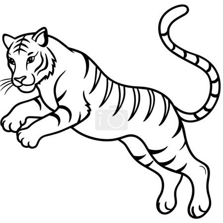 Amur Tiger jumps icon vector illustration