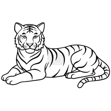 Amur Tiger lies icon vector illustration