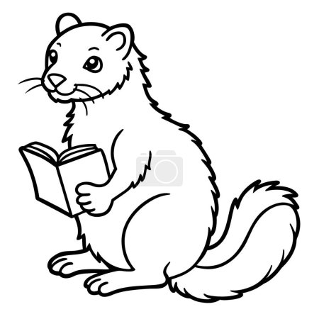 Illustration for Angora Ferret rodent reading icon vector illustration - Royalty Free Image
