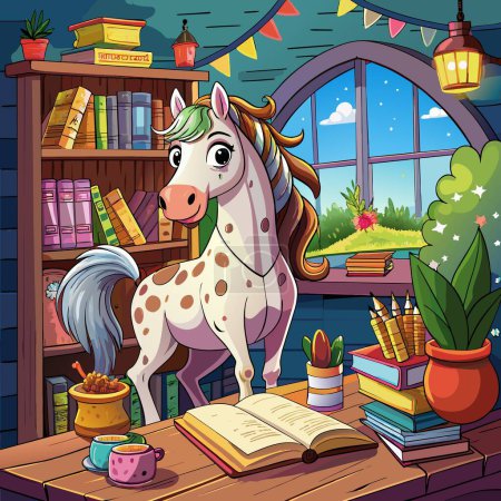 Appaloosa horse friendly reading house Notepad vector