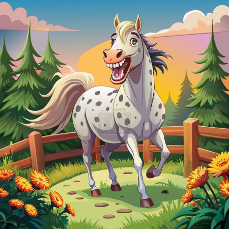 Appaloosa Pferd heftig lacht Garten Jar Vektor