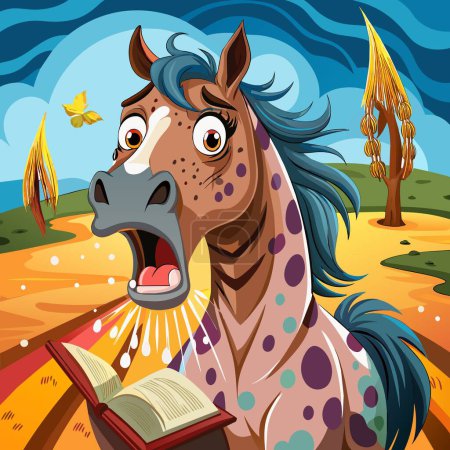 Ilustración de Appaloosa caballo estupefacto grita mar libro vector - Imagen libre de derechos
