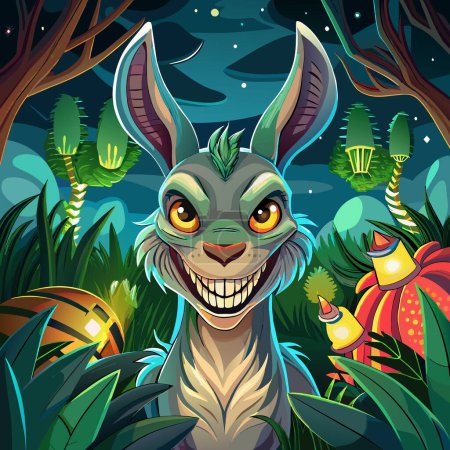 Illustration for Antelope Jackrabbit rodent scary smiles jungle Light Bulbs vector - Royalty Free Image