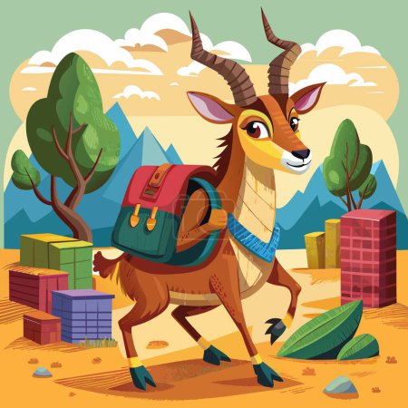 Antelope pathetic goes school bag vector