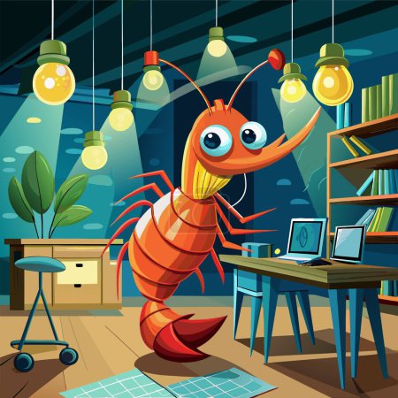 Téléchargez les illustrations : Antarctique Krill crevettes confus mouches bureau Ampoules vecteur - en licence libre de droit