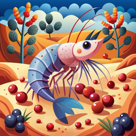 Antarctic Krill shrimp belittled screams desert Berries vector