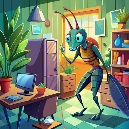 Ilustración de Ant admirado va oficina Refrigerador vector - Imagen libre de derechos