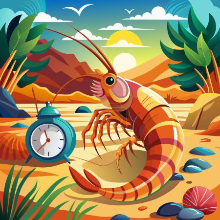 Anomalocaris shrimp unsuitable screams beach Clock vector