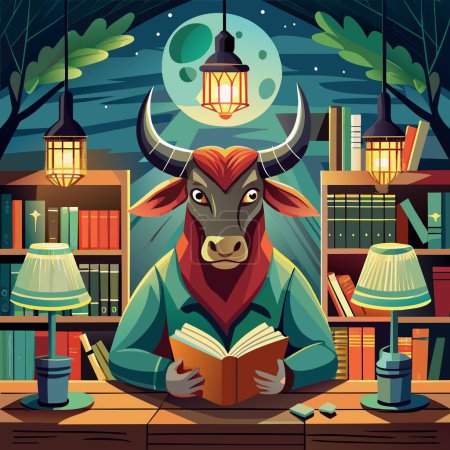 Illustration for Ankole-Watusi bull jubilant reading room Light Bulbs vector - Royalty Free Image