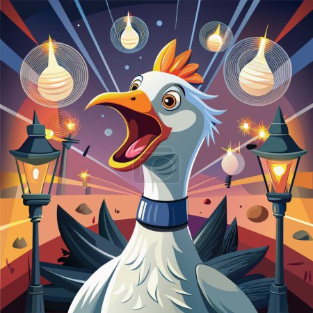 Illustration for Andean Goose shy passionate screams police Light Bulbs vector - Royalty Free Image