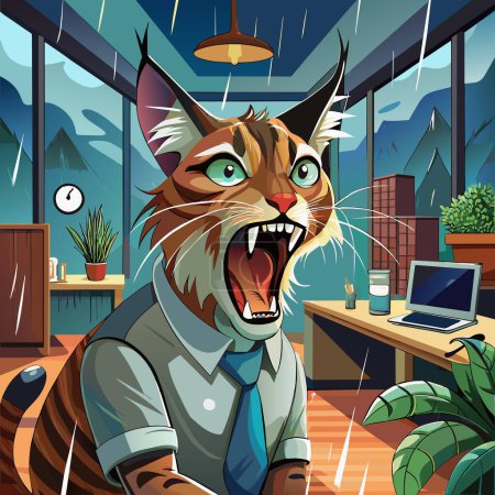 Andean Cat nervous screams office Rain vector