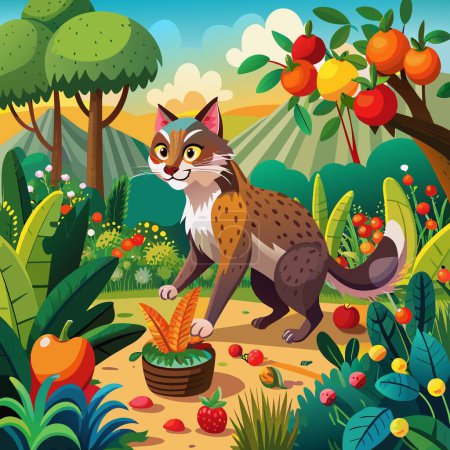Andean Cat joyless knocks garden Fruits vector