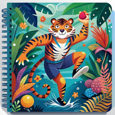 Amur Tiger depressed dancing sea notebook vector