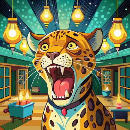 Amur Leopard delightful cries school Light Bulbs vector