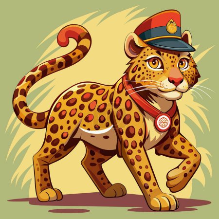 Amur Leopard creative walks post office hat vector