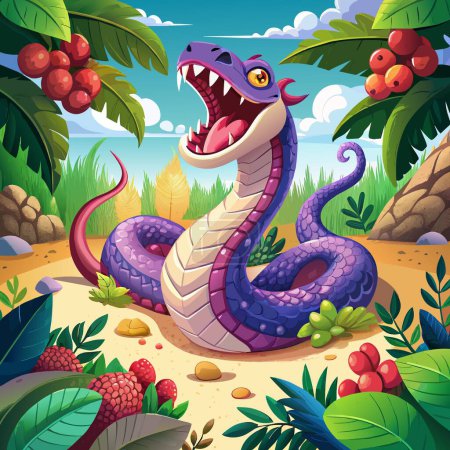 Illustration for Amethystine Python unsuitable laughs beach Berries vector - Royalty Free Image