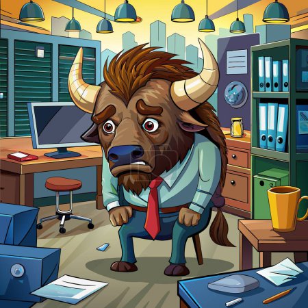 American Bison isolated cries office book vector