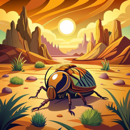 Ambrosia Beetle bug ignored rests desert Sun vector