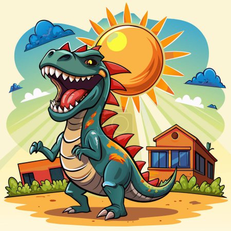 Amargasaurus-Dinosaurier verzweifelt lacht Schule Sonnenvektor