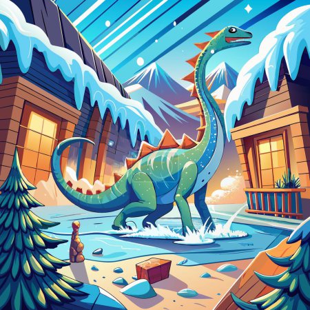 Amargasaurus dinosaur disgusting knocks room Snow vector