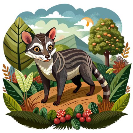 Civet rodent inadequate stands farm vector. AI generated image. Clipart cartoon deisgn icon