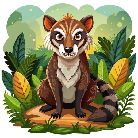 Coati rodent harsh looks forest vector. AI generated image. Clipart cartoon deisgn icon