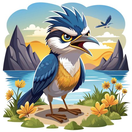 Eurasian Nuthatch bird withdrawn angry sea vector. AI generated image. Clipart cartoon deisgn icon